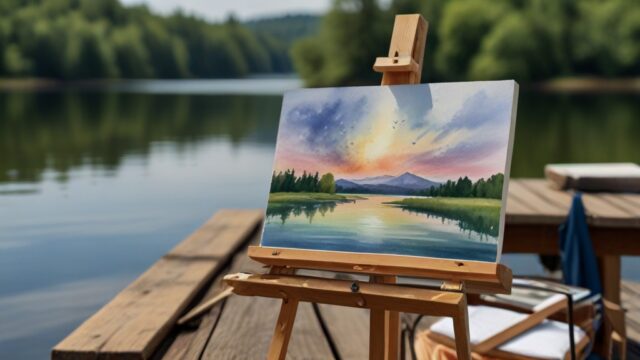 Default_watercolor_painting_on_an_easle_on_a_deck_overlooking_1